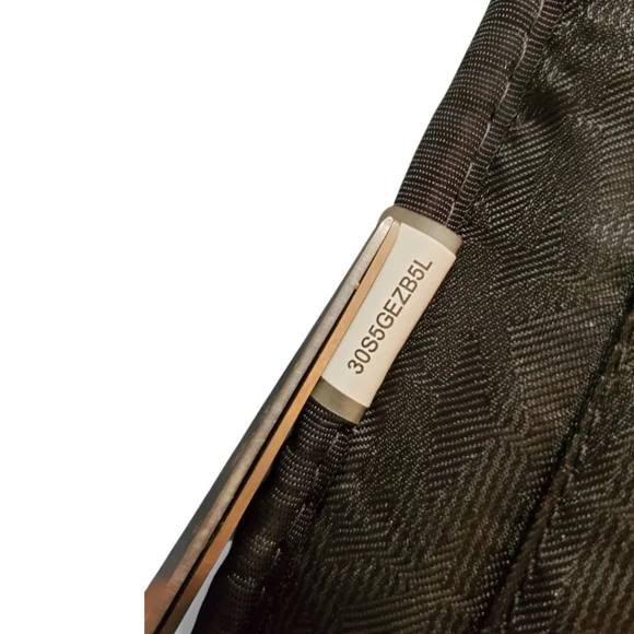 MICHAEL KORS Rhea Medium Black Studded Pebbled Leather Gold Details Backpack - Picture 12 of 17